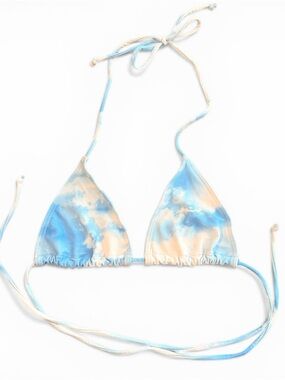Los Angeles Apparel Blue White Cloud Print Swim Triangle Top Small